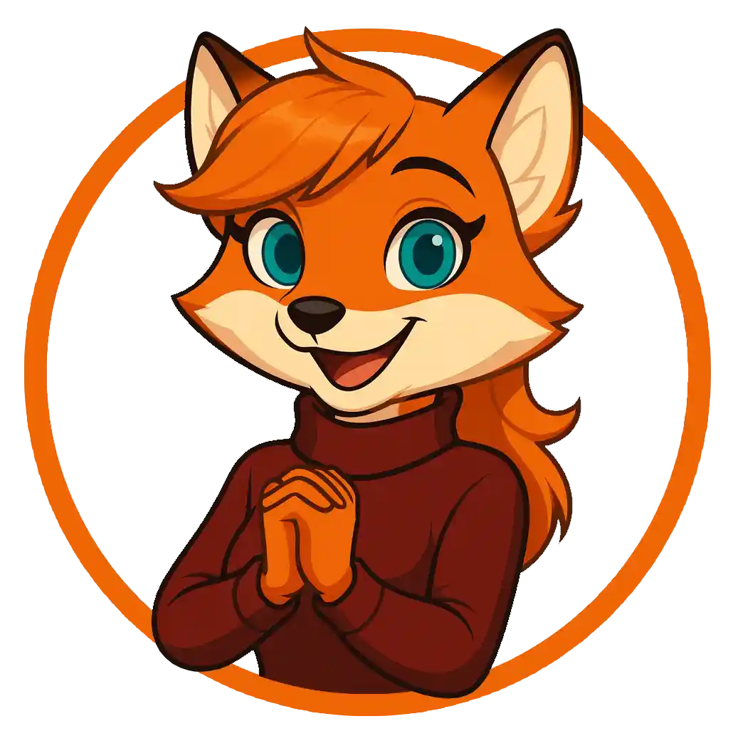 Mindi the MindWorks Fox is thankful and cozy in her fall sweater.