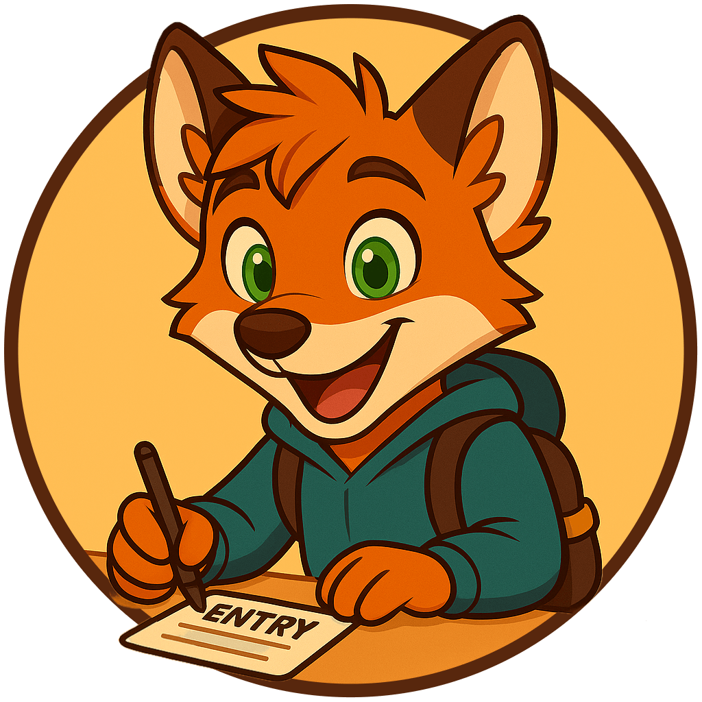 Milo the MindWorks Fox filling out an enter to win form.