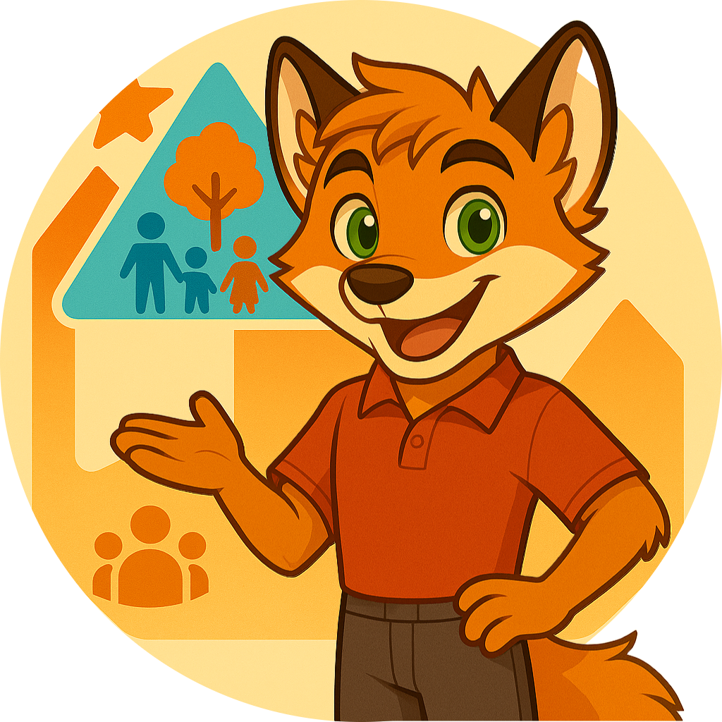 The MindWorks Fox representing YMCA with associated imagery and icons